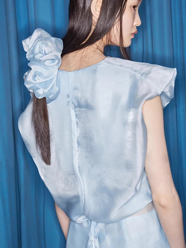 ブルー水玉模様のヘアアクセサリーヘアゴム大きな弾性バンドヘッドフラワーブルー手首ジュエリーファッショナブルな髪飾り