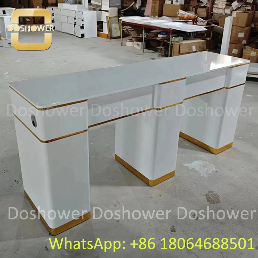 白赤ベントマニキュアネイルテーブルペディキュアダブルキャビネットネイルテーブルサロン耐久性のある高級マニキュアテーブルサプライヤー