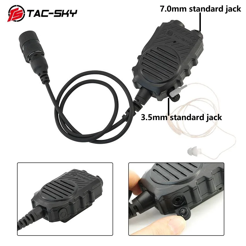 TAC-SKY Tactical Headset PRC152 PRC163 6pin Handheld Speaker Mic Ptt Connect button for Military Airsoft  Shooting Headphones