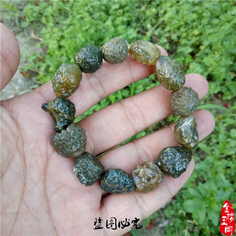 Wholesale Jewelry Inner Mongolia Alashan Gobi Material Tendon Stone Raisin Hemp Skin Agate Bracelet