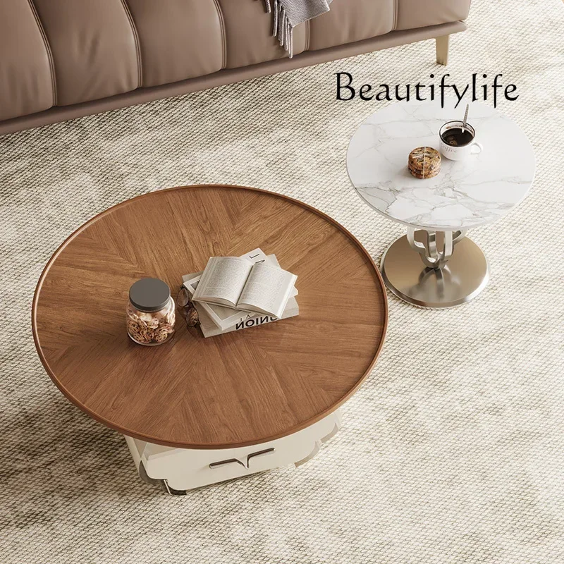 

yj15 FCream wind coffee table living room home acrylic creative French retro round small apartment new medieval