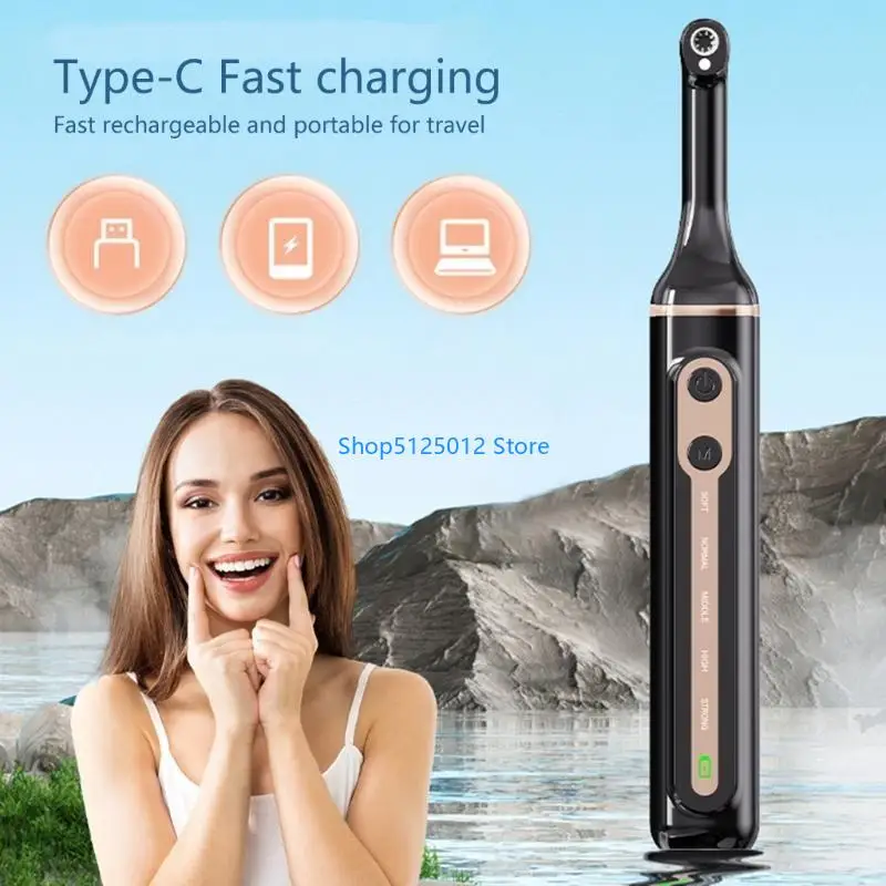 G8TC Teeth Cleaning Polisher Set Safe Enamel Care Device for Home Use with 5 Interchangeable Heads and Adjustable Modes