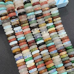 4X12MM Natural Stone Rondelle Turquoises Quartz Jasper Agates Flat Round Spacer Beads for Jewelry Making DIY Bracelet Acessories