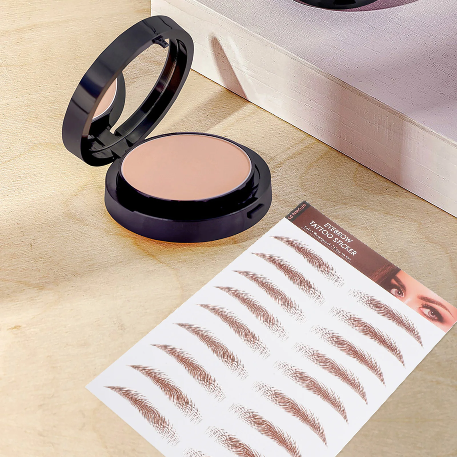 

6 Sheets 3D Waterproof Eyebrow Stickers Brown Realistic Natural-Looking Transfer Tattoos for Women Temporary Makeup Adhesive