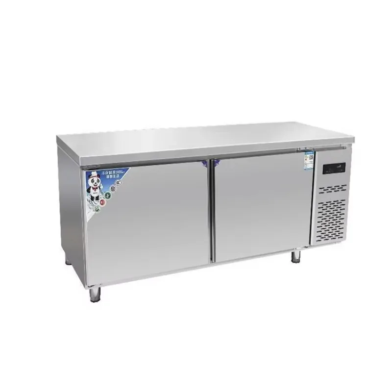 Hot Sale Kitchen Equipment 2 Door Stainless Steel Refrigerator Preparation Table Refrigerator Pizza Counter Chiller