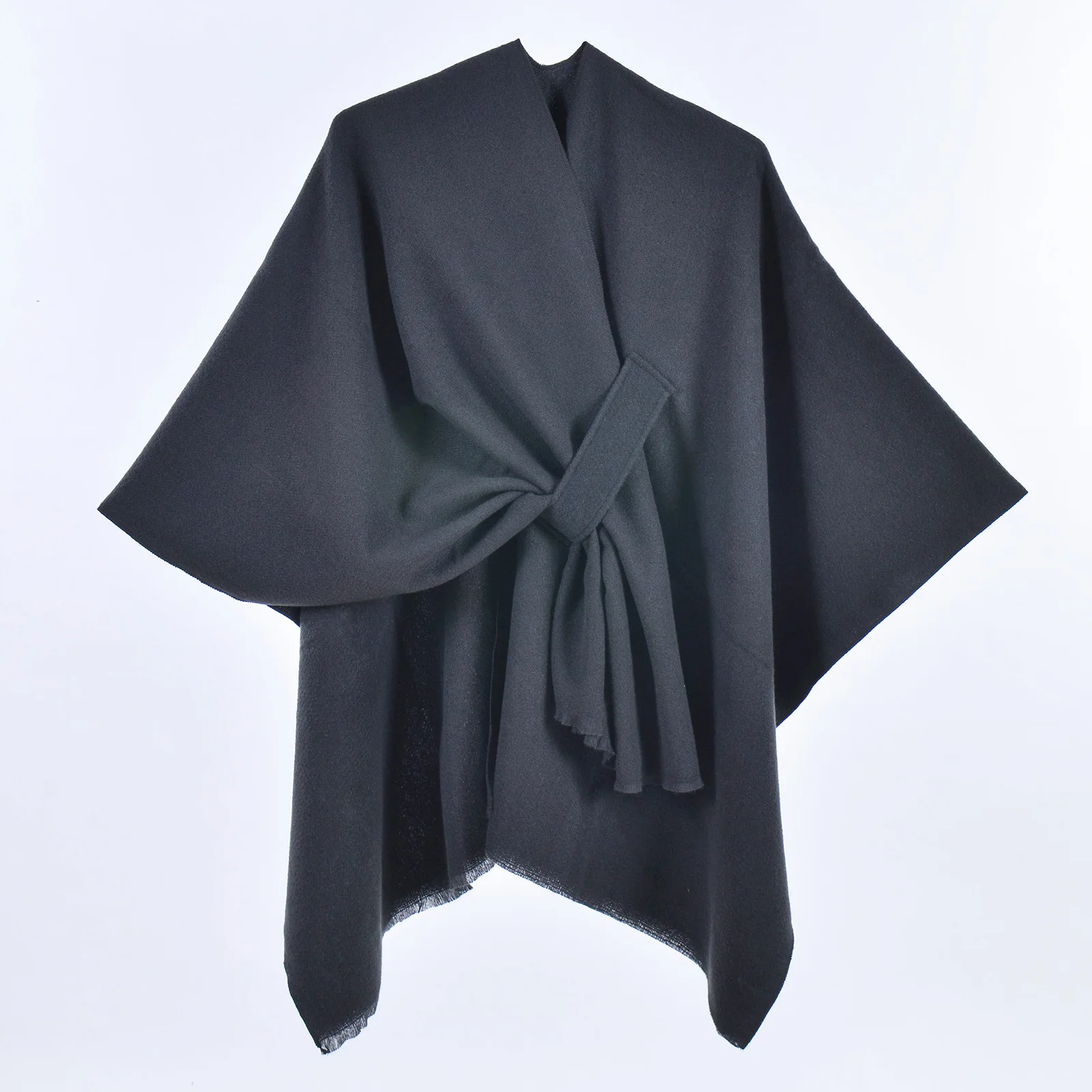 130x150cm New Women's Cape Poncho Coat, Simple Solid Color Split Front, Faux Wool Warm Winter Cloak Outerwear