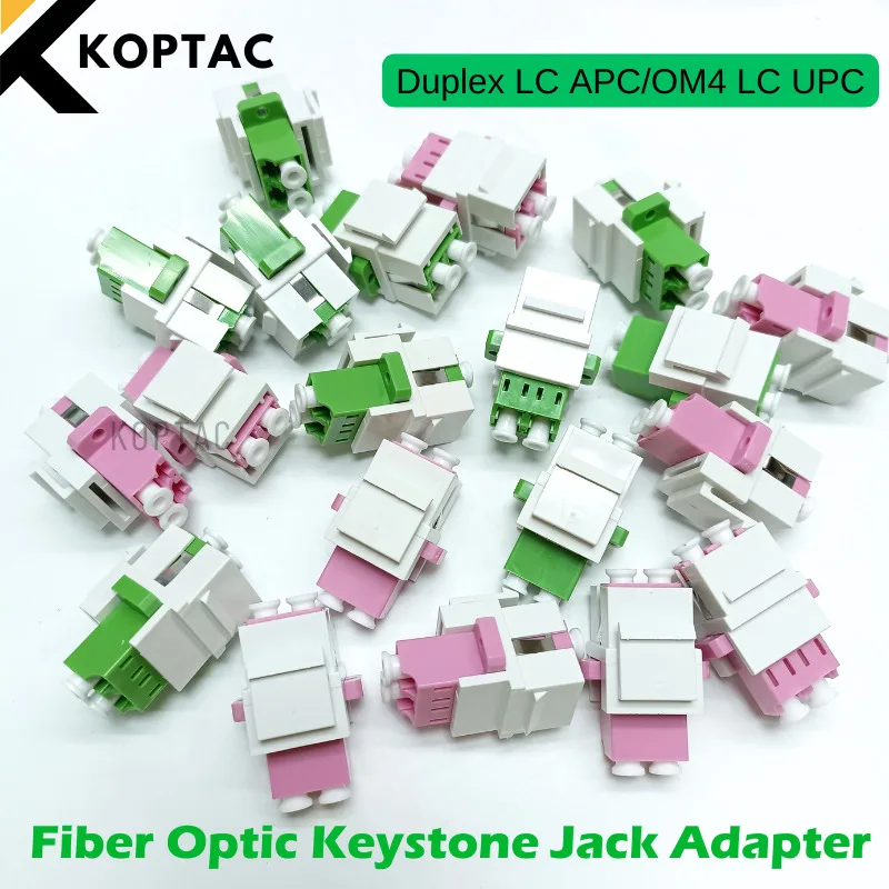 50PCS /Lot Duplex LC APC/OM4 LC UPC Multimode Connector Fitting Single Mode Fiber Optic Keystone Jack Adapter Customized FTTH