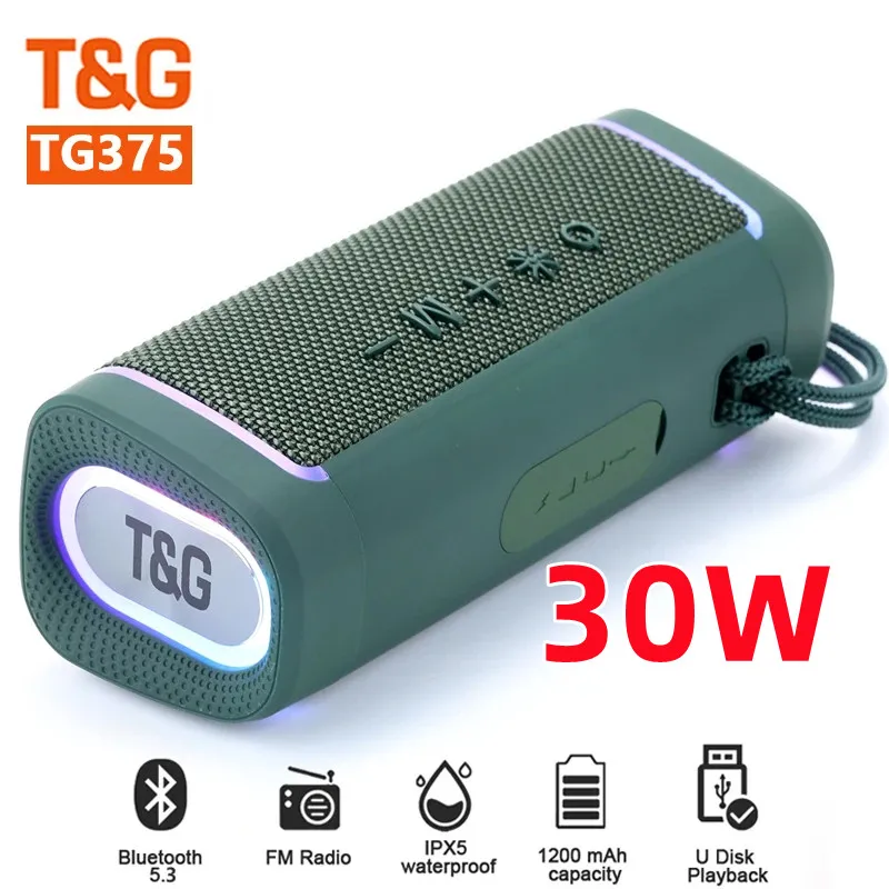 

TG375 30W High-powe Wireless Bluetooth Speaker Portable Sound Column with RGB Lighting TWS 3D Stereo Subwoofer FM Radio Boom Box