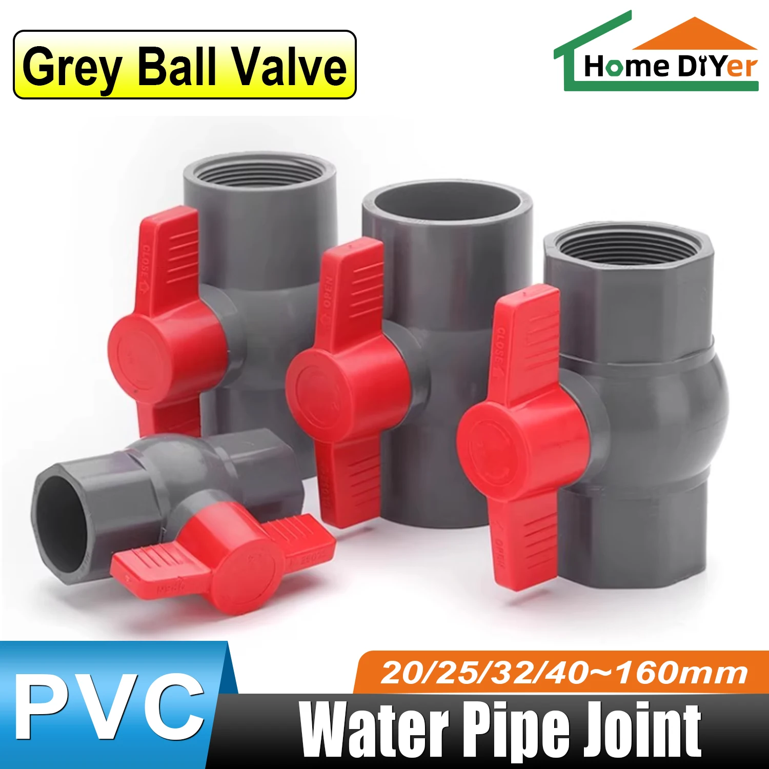 

PVC Valve Connector for Pipe, 20/25mm—160mm, Thread, Ball Valve, Water Pipe Valve, Agricultural Garden Irrigation Fittings