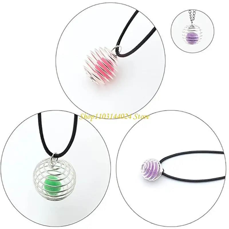 N5KE Exquisite Necklace Pendant Helical Bead Cages Pendants Artistic Accessories