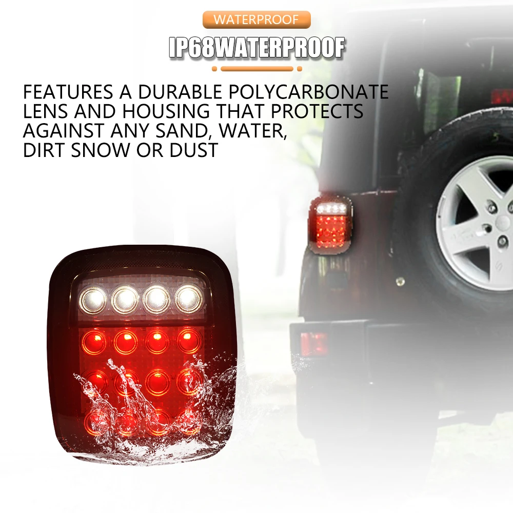 1Pair LED Tail Lights for Jeep Wrangler TJ CJ Reverse Lights,Brake Reverse Light Rear Back Up Lights Daytime Running Lights
