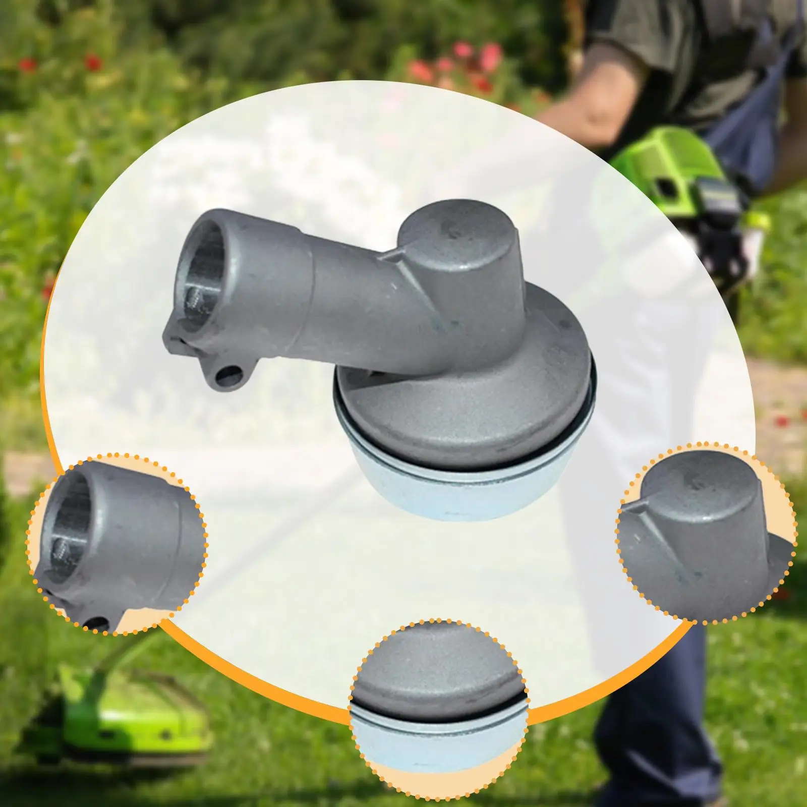 Silver Metal Lawn Mower Head Trimmer Gearbox Attachment Upgrade Gear Head for FS55 FS56 FS70