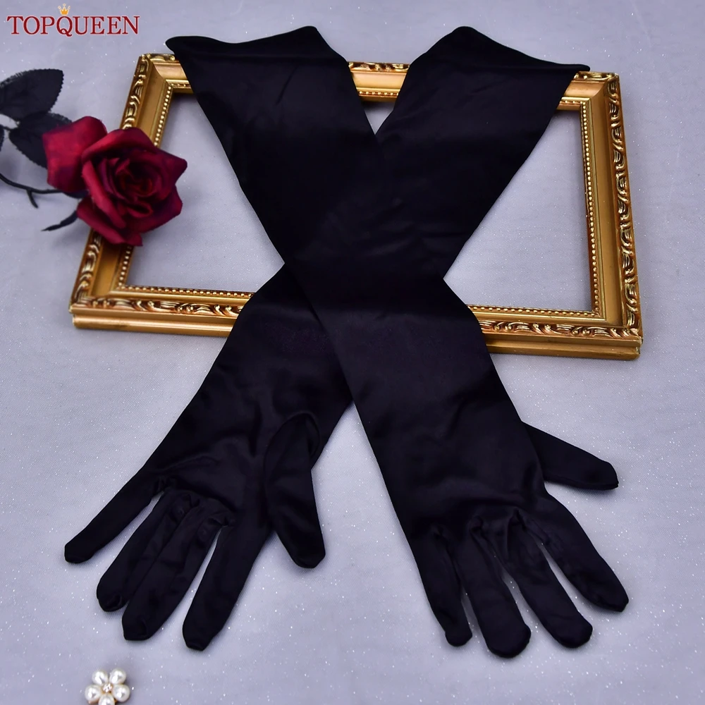 TOPQUEEN Wedding Accessories Lady Gloves Women Bridal Gloves Wedding Long Elbow Length Finger DIYDetachable Sleeves Bridal VM22