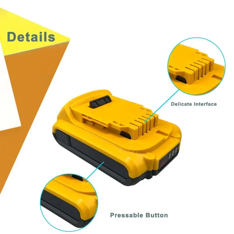 20V 5Ah DCB203 Battery for DeWalt 18v 20V  Lithium Ion Battery DCB206 DCB205 DCB204 Power Tools Lithium Battery Replacement