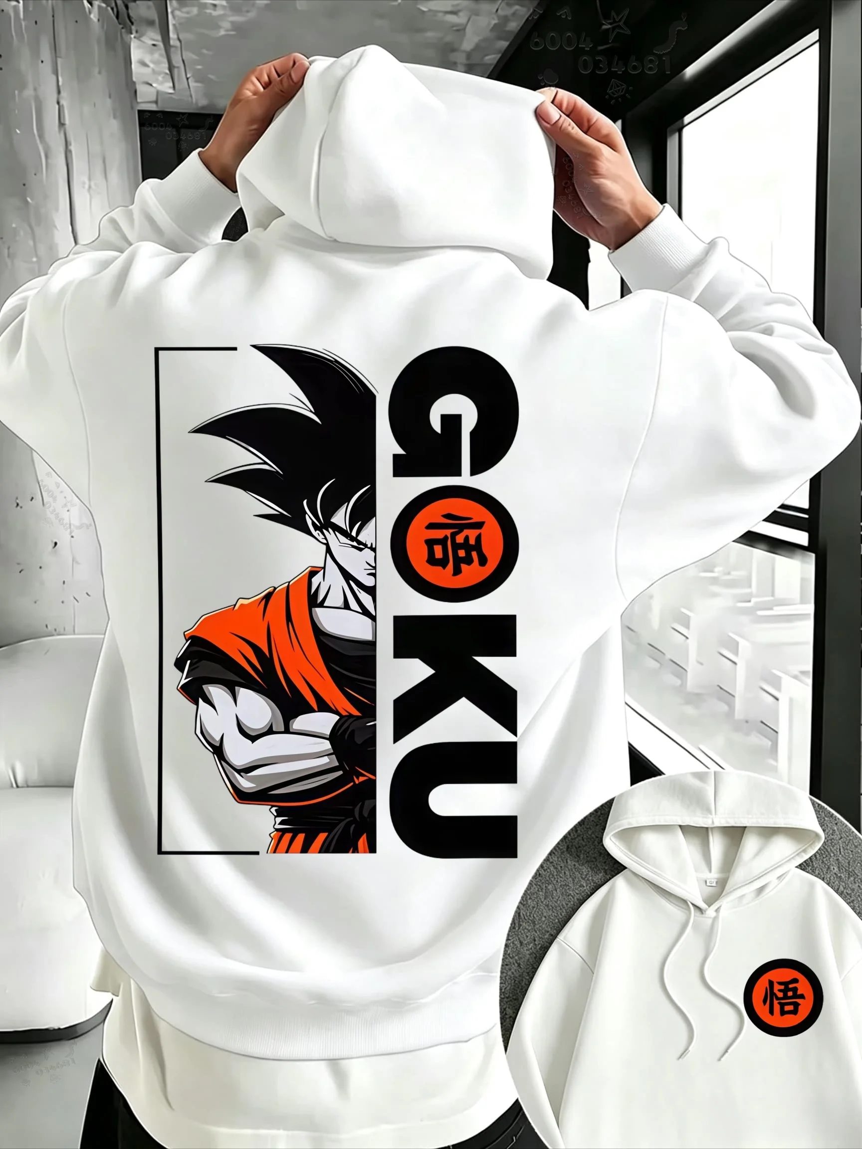 Lässiger, langärmeliger Kapuzenpullover für Jungen mit Beijita-Logo und Dragon Ball Anime-Aufdruck – eine trendige Streetwear für Kinder. – Detail 5