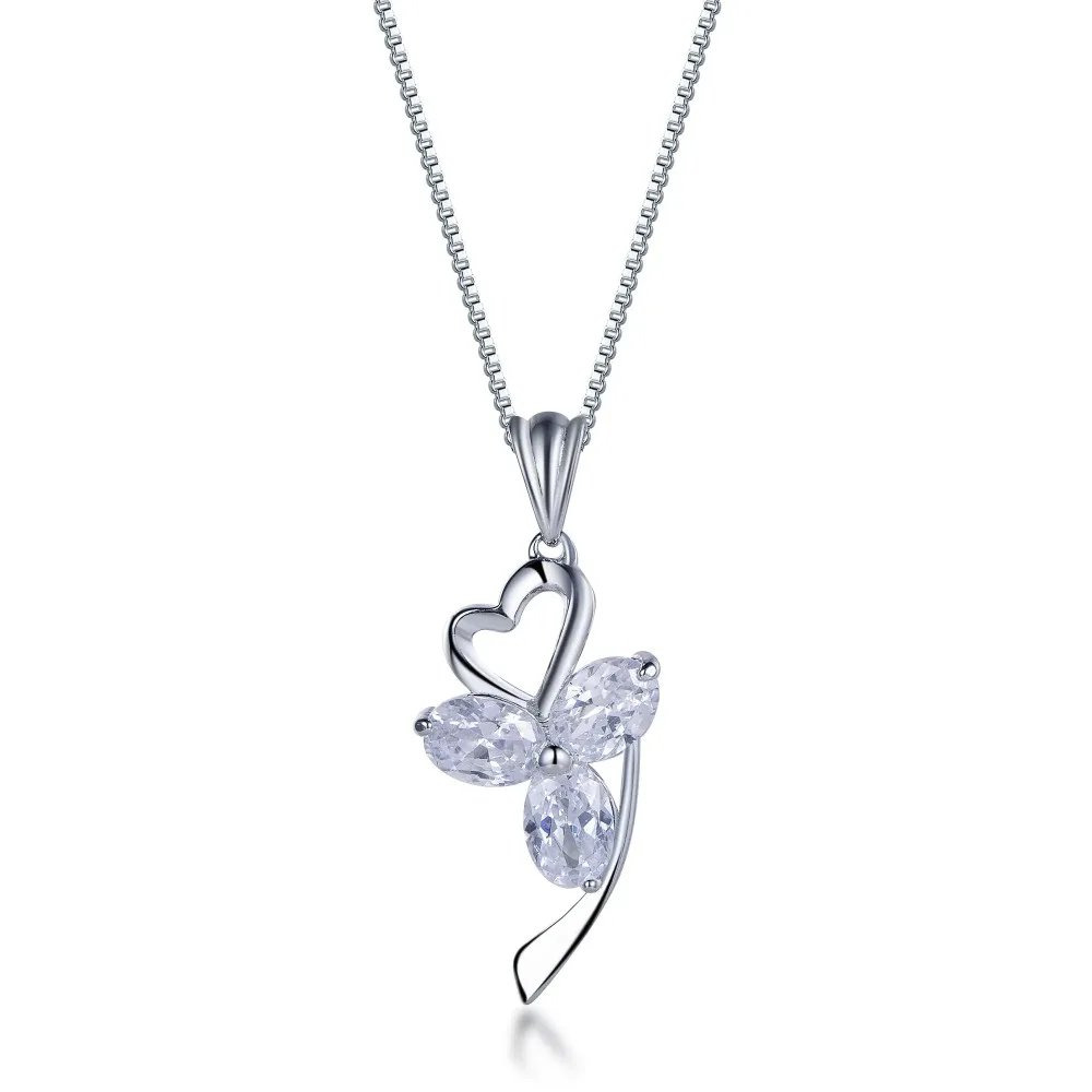 

KOSE Heart Lucky Leaf Pendant Necklace 925 Sterling Silver Collarbone Chain Elegant Ladies Valentine's Day Gift Fine Jewelry