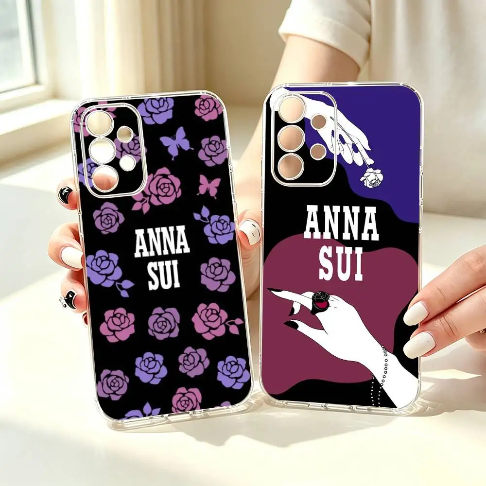 B-Brand ANNA-SUI  Phone Case For Samsung S25,S24,S21,S22,S23,S30,Ultra,S20,Plus,Fe Transparent Cover