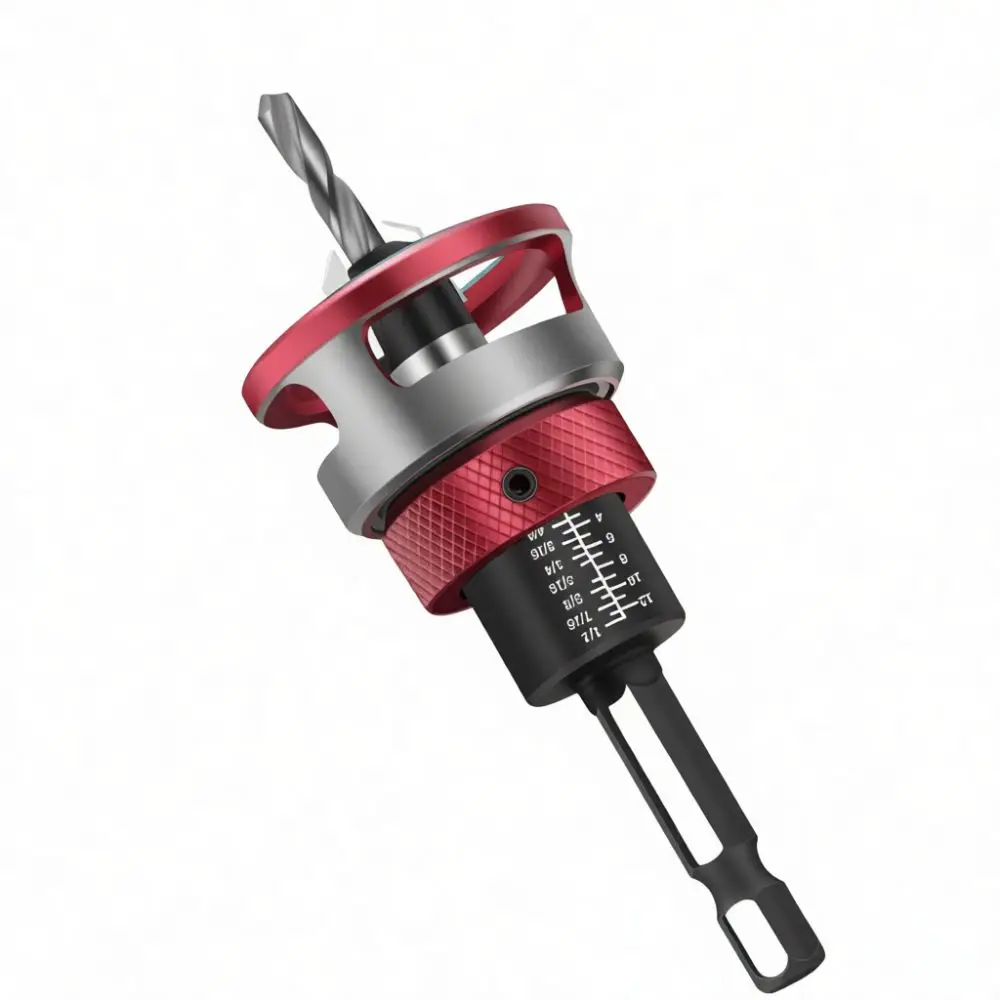 Woodworking Countersink Drill Bit Set For TRUEJOY Adjustable Depth Stop Tapered Hole Cutter Hex Shank Tool Kit