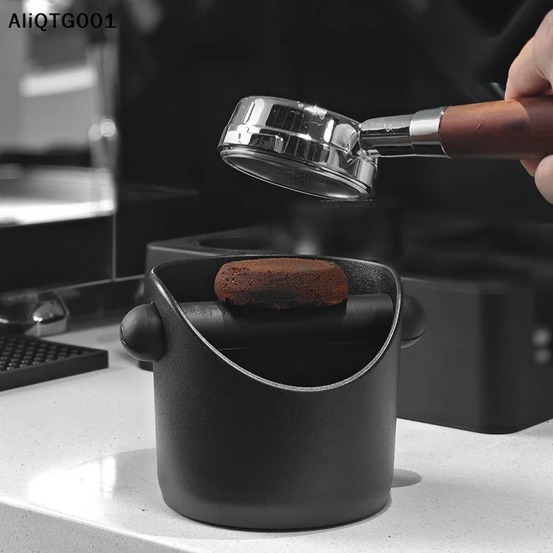 Shock-Absorbent Espresso Coffee Knock Box Anti-Slip Dump Bin with Removable Knock Bar for Coffee Grounds Waste Bin