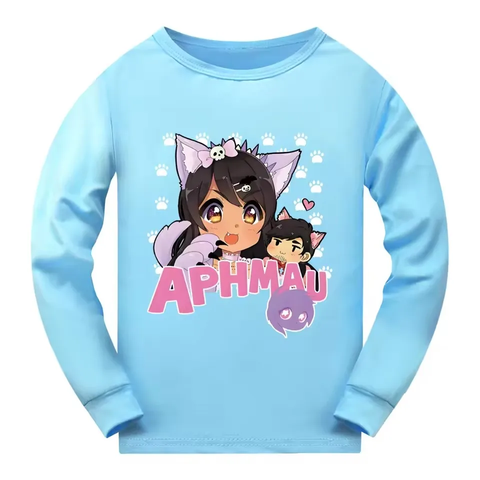 APHMAU Cat Sweatshirts Toddler Kids Jett Airplane Sleepwear Baby Boys Girls Long Sleeve T Shirt Children Cotton Home Wear Tops