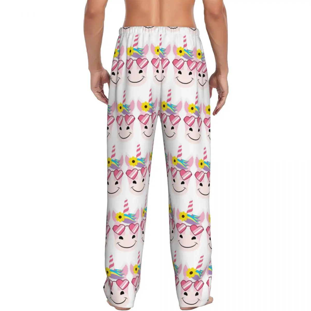 Custom Cute Magical Unicorn With Shades Pajama Pants Men Sleepwear Sleep Lounge Bottoms with Pockets