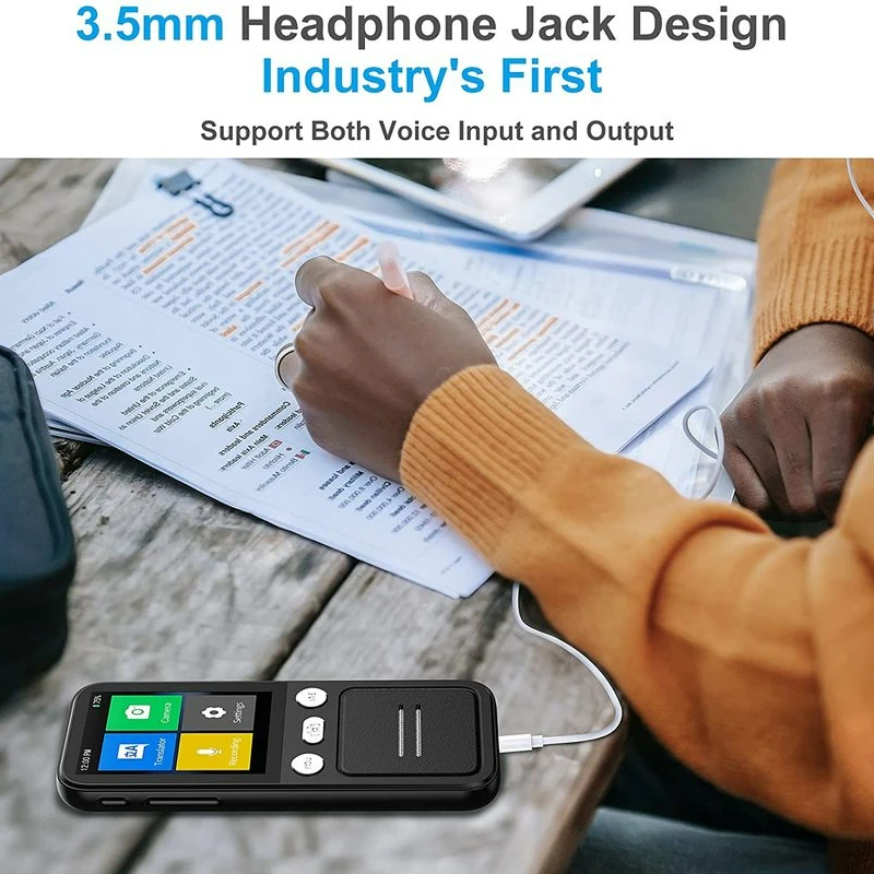 T16 AI Voice Real Time Translator 138 Multi Online Languages Voice-Record 3.1 Inch Big Touch Screen Learning Conversion T12