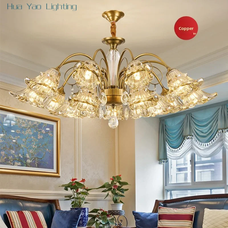 New Style All-Copper Living Room Chandelier - Luxurious Retro And Grand - Main Lighting Fixture For The Lobby Of A Villa Hotel