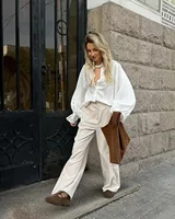 2026 Spring New Oversize White Shirt Women Long Sleeve Button up Minimalist 100% Cotton Shirt Female Chic Loose Tunic Blouses - Image 2