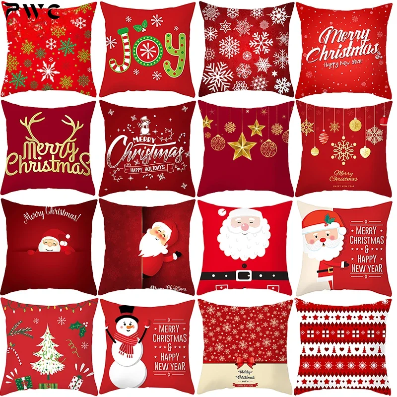

Decorative Christmas Cushion Cover Red Home Decor Sofa Pillow Case Cover Seat Car Throw Pillowcase Christmas Decoration For Home