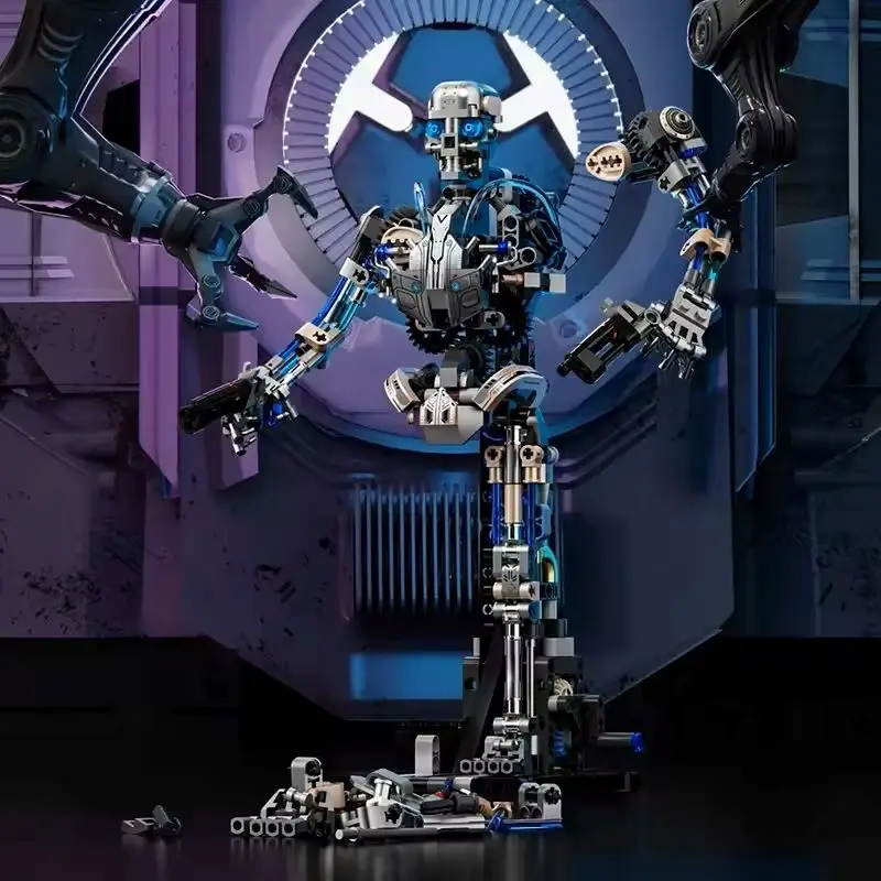 مجموعة روبوت الهيكل العظمي الميكانيكية التقنية الإبداعية مع مكعبات بناء خفيفة من الطوب نموذج عالمي للأولاد ألعاب تجميع لهدايا الأطفال