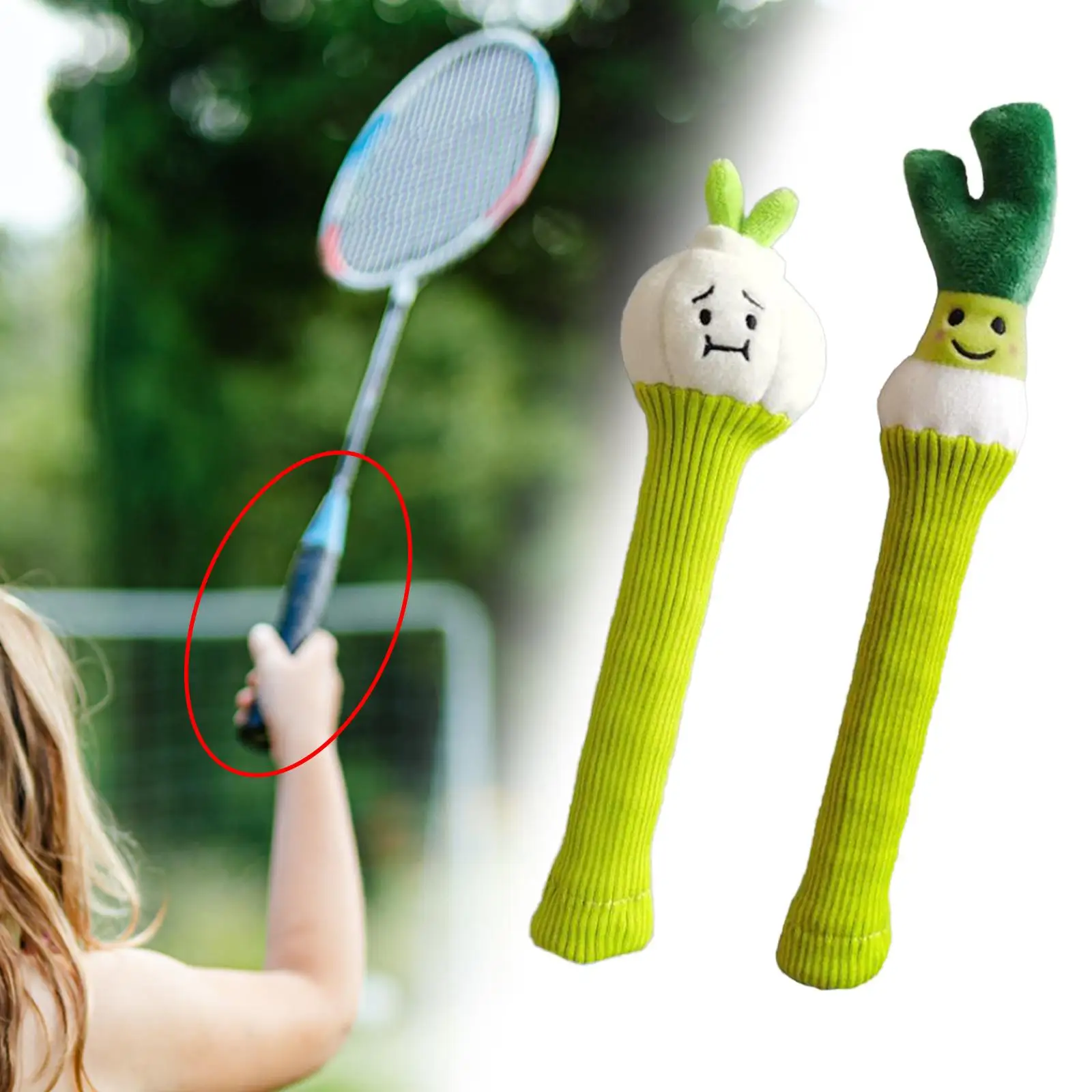 Badminton Racket Handle Cover Decorative Stuffed Doll Knitting Drawstring Tennis Grip for Active Players Badminton Accessories