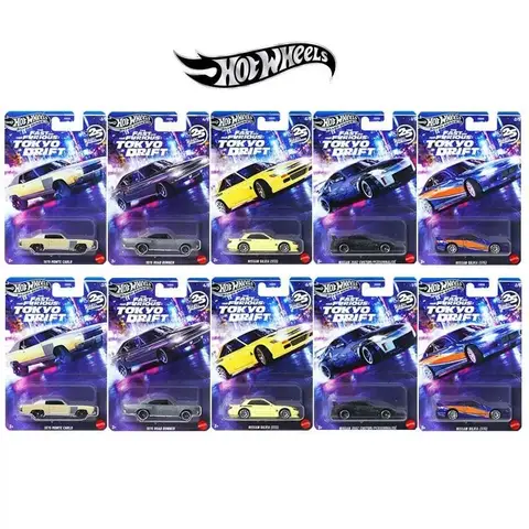 Mattel Hot Wheels Fast & Furious M HNR88 Silver Series Tokyo Drift Set Nissan Chevrolet 1/64 Scale Die-Cast Car Model Collection