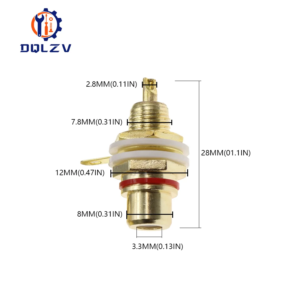 Panel Mount Gold Plated RCA Female Plug Jack Audio Socket Amplifier Chassis Phono Connector With Nut Solder Cup