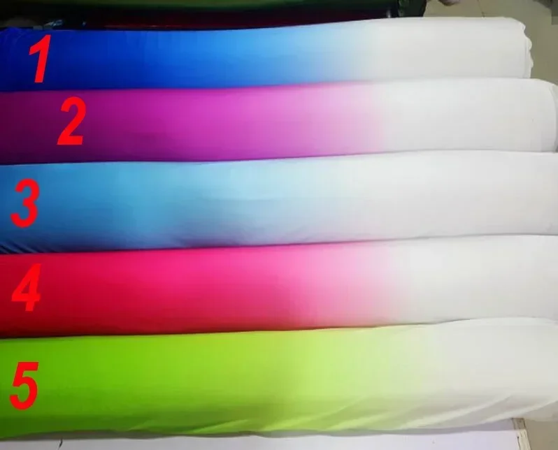 Ombre Spandex 4 Way Stretchy Fabric Gradient Dropping Glossy Cosplay Dancing Dress Latin Clothing