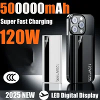 Batterie externe portable Lenovo 120W 500000mAh haute capacité, charge super rapide, pour iPhone Samsung 2026 Nouveau 2