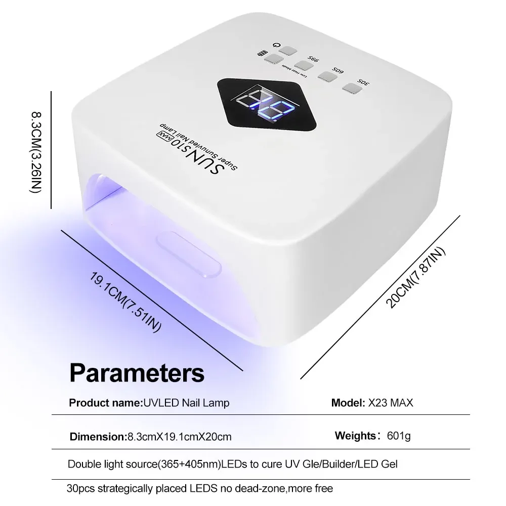 コードレス充電式uv-ledネイルランプ-4段階タイマー設定-取り外し可能な底板-プロ仕様ジェルネイルドライヤー