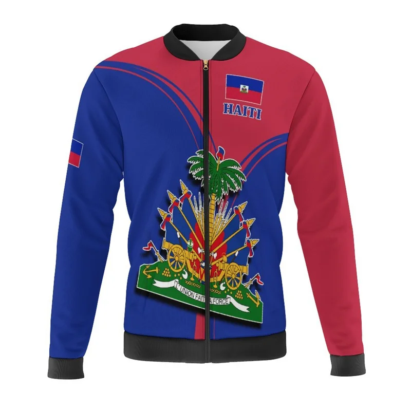 Haiti Flag Map 3d Print Jackets Men Bomber Jacket Oversize Harajuku Zipper Jacket Kid Street Tracksuits Male Outerwear Tops