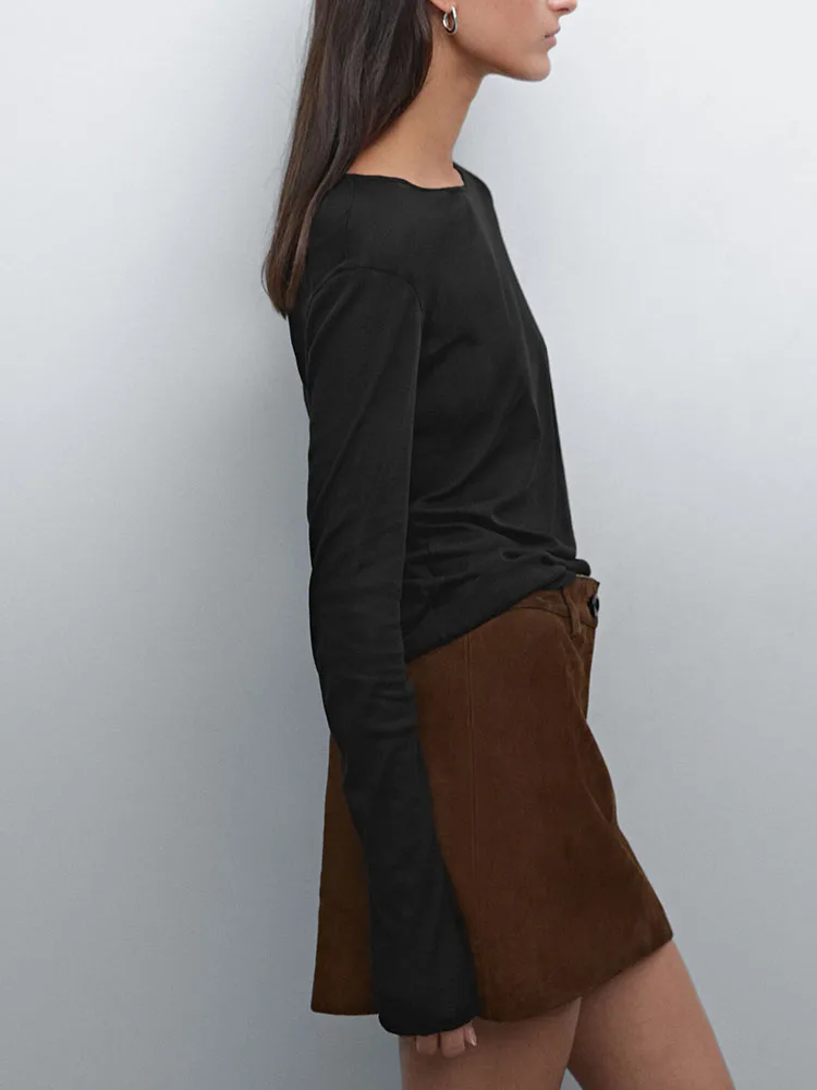 Spring New Arrival Women's T-Shirt Lightweight Skin-friendly round Neck Long Sleeve Commute Style Top Quality Ladies Fashion