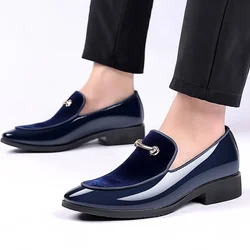 Shoes for Men Party Luxury Patent Shoe for Men Italian Oxfords Shoes Man Slip on Loafers Male Plus Size Point Toe Velvet Shoes