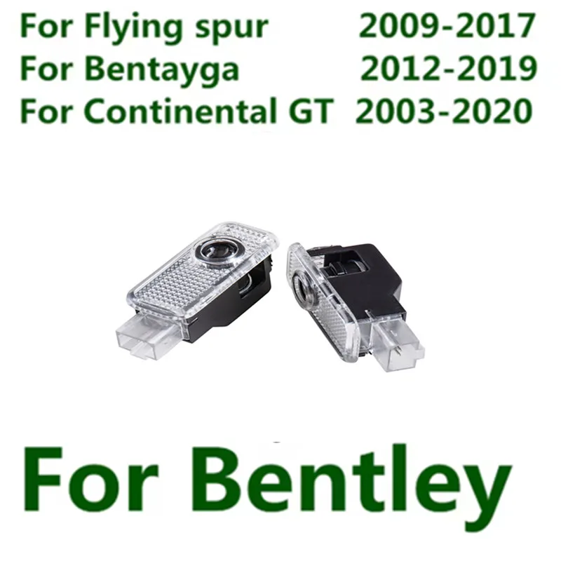2 peças para bentley voando spur bentayga continental gt 2003 - 2016 2017 2018 2019 2020 led lâmpada de sombra de porta de carro projetor de boas-vindas