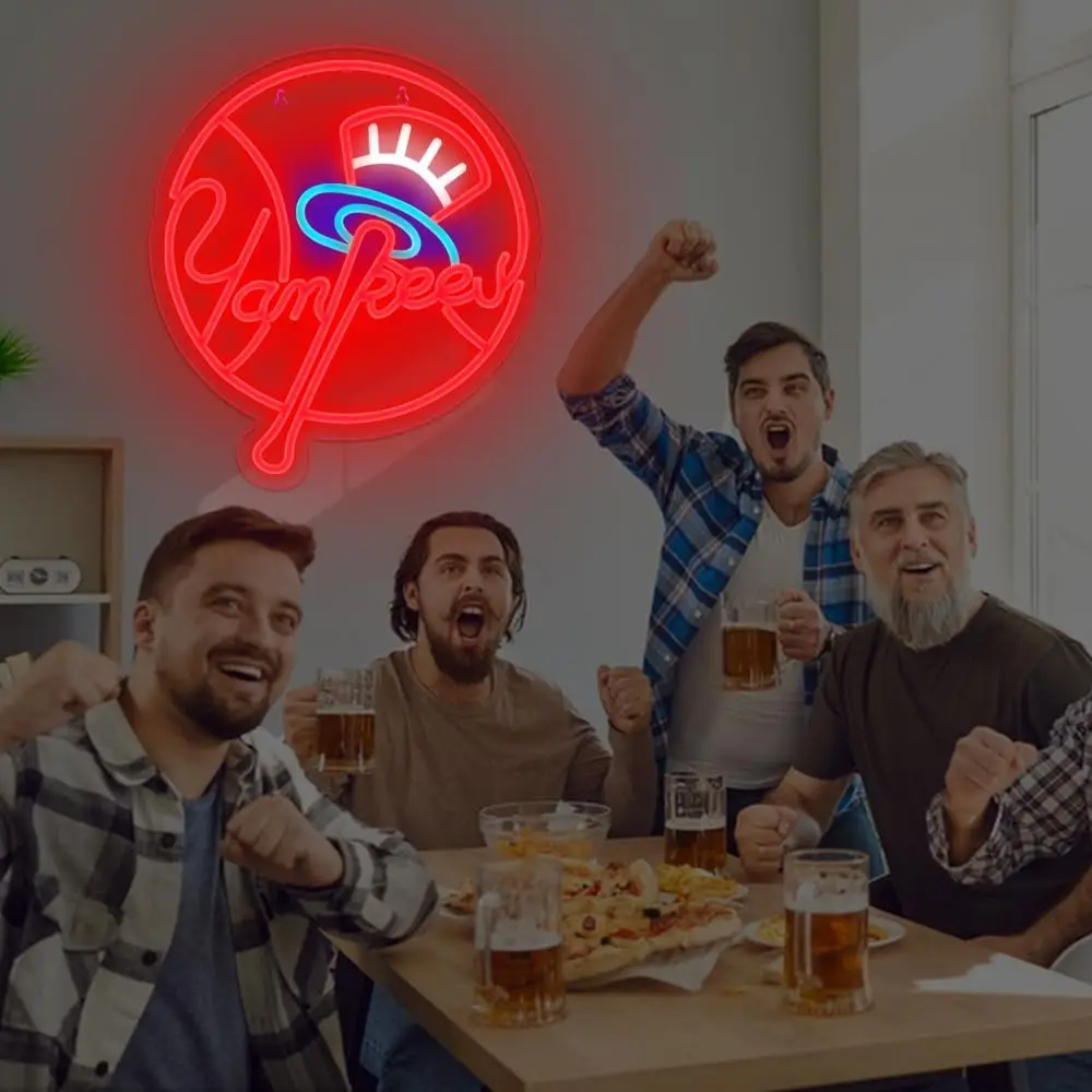Yankees Baseball USB Powered Led Neon Sign Dimmable Neon Light Wall Decor For Room Decor Party Birthday Handmade Gift Fans