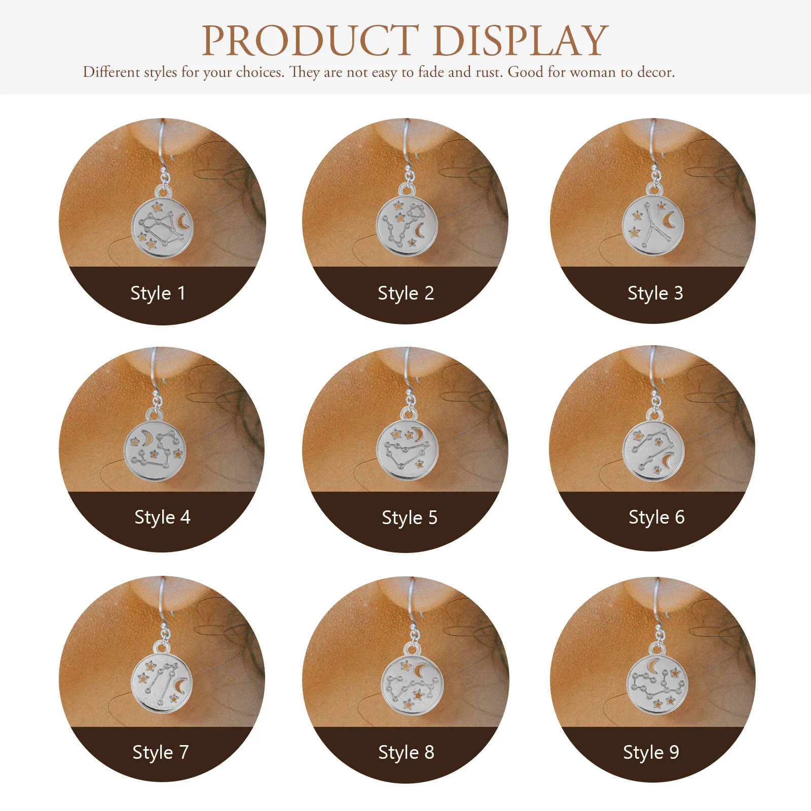 

72Pcs Zodiac Charms Metal Alloy Retro Color Double Sided Hollow Pendants for Necklace Bracelet Earrings DIY Jewelry Supplies