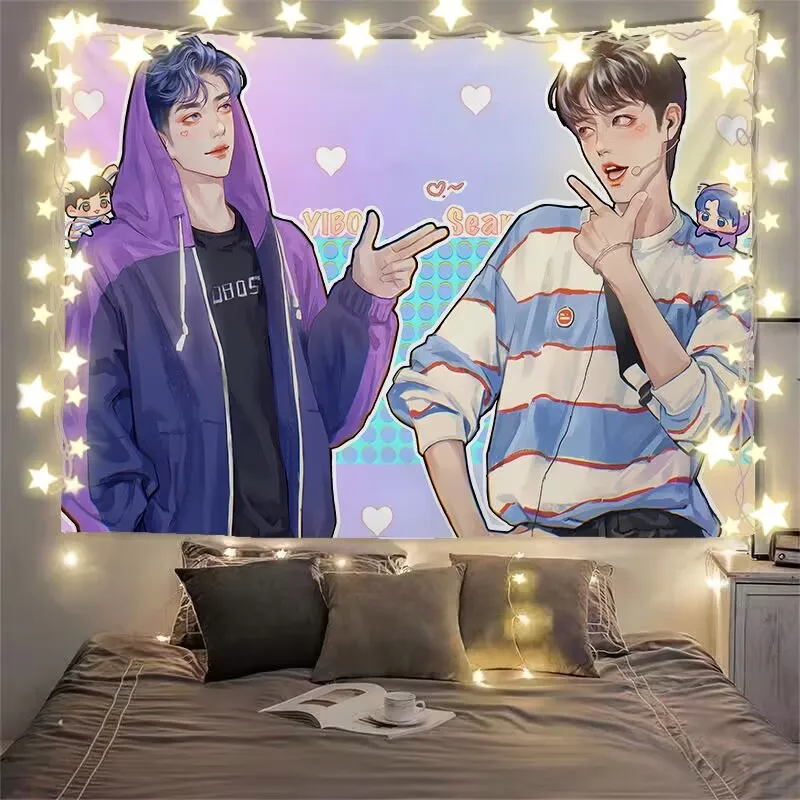 背景布、吊り下げ布壁布寮の部屋の改修「王 Yibo Xiao Zhan」アニメファングッズ by Bojunyixiao