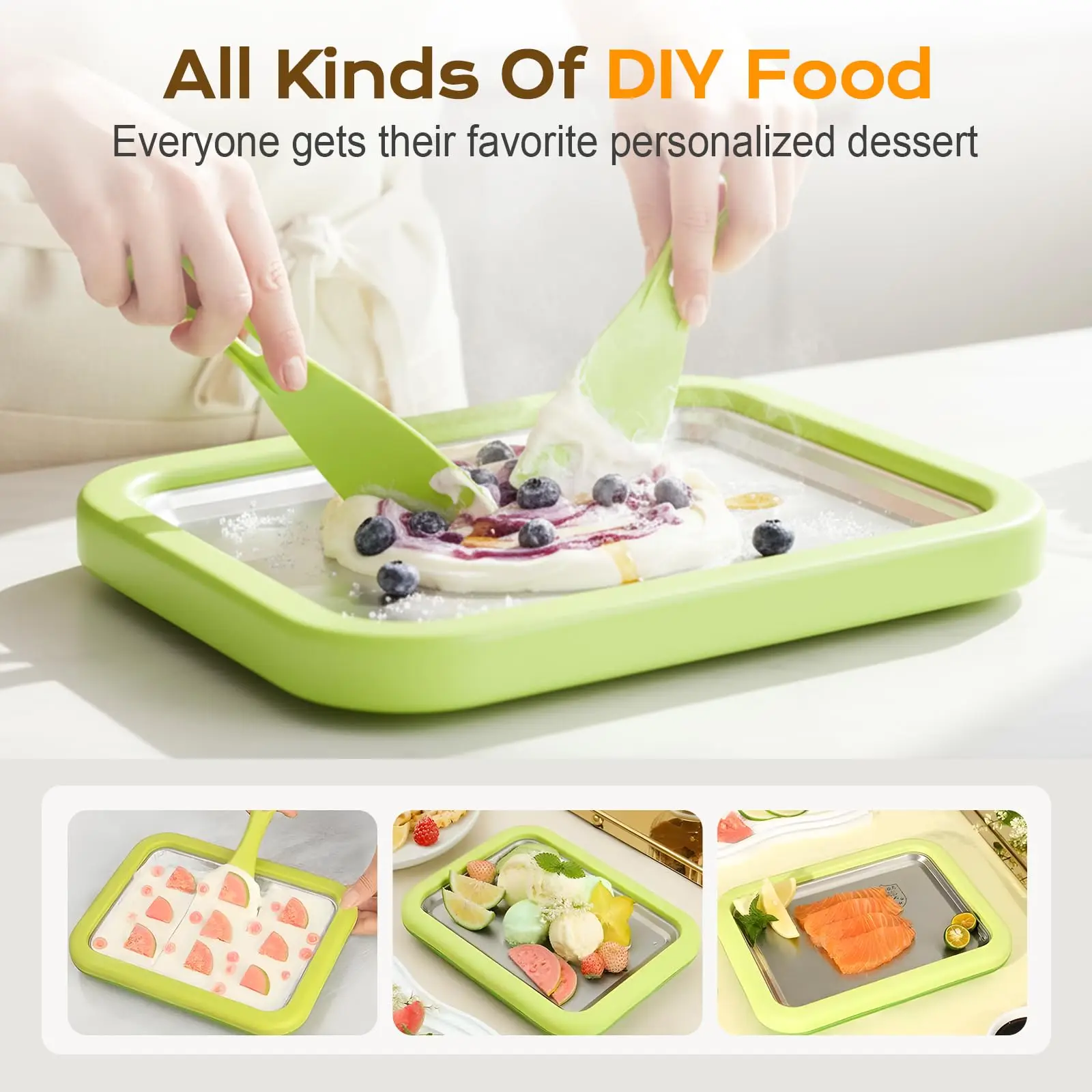Mini Ice Cream Plate Maker Instant Cold Plate Sweet Roller Pan for Kids Families Birthday Gift Buffet Smoothie Making Tool