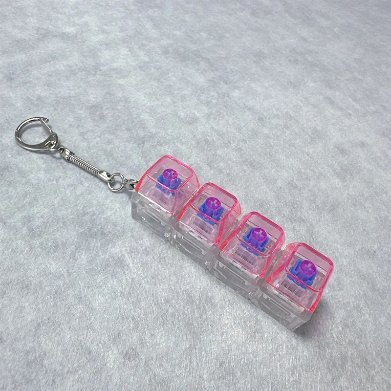 4Keys Color Clear Mechanical Keyboard Axis Tester LED Keyboard Key Toy Stress Relief DIY Button Keycap Fidget Keychain Toys Gift