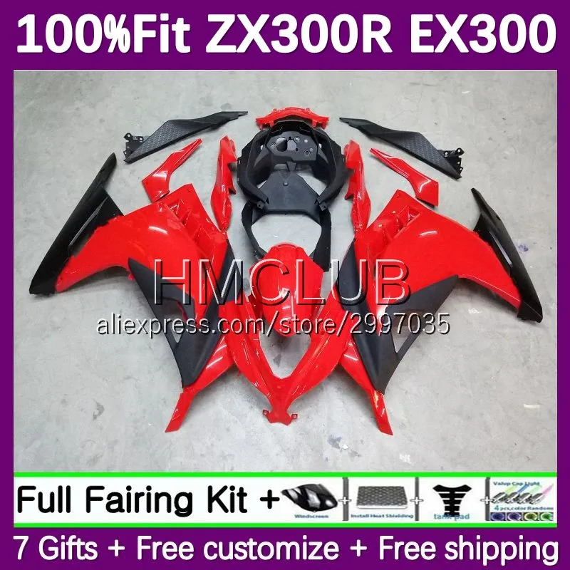 OEM ZX-3R For KAWASAKI NINJA EX300 EX ZX 300R 63No.2 ZX300R 2013 2014 2015 2016 2017 ZX3R 13 14 15 16 17 Fairing factory red blk