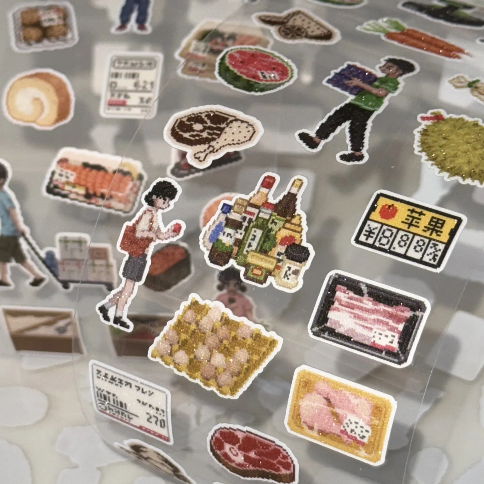 Cute Fresh food market pixel-style Die Cut Sticker Dispensing Tape for DIY Goo Card Journal Scrapbooking Photo Card Supply