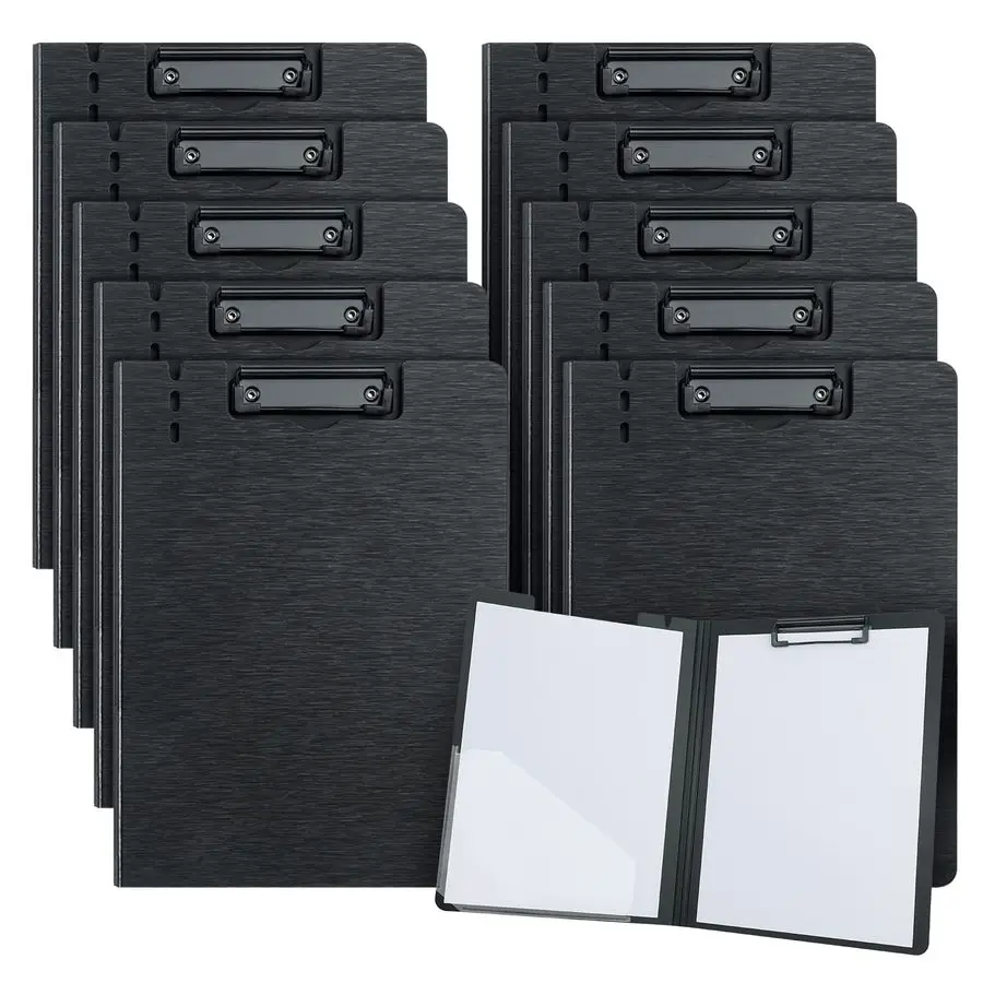 

Clipboard Folder,10 Pack Foldable Clipboards with Pocket for Business,Office,School or Restaurant Black