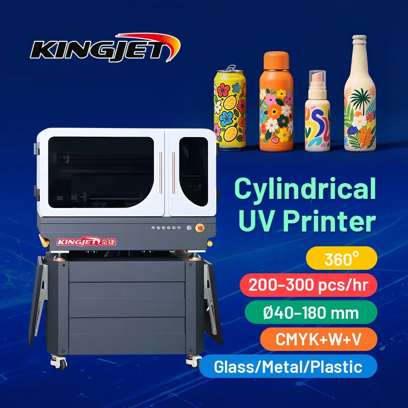 kingjet High Speed UV Cylindrical Easy Calibration Cylinder Printer High Precision Round Objects