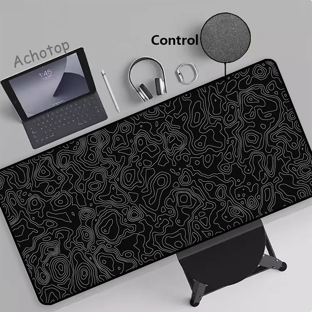 Black And White Control Gaming Mousepad Pc 90x40cm XXL Mouse Pad Mousemat Non-slip Rubber Pads Big Desk Mat Keyboard Pads